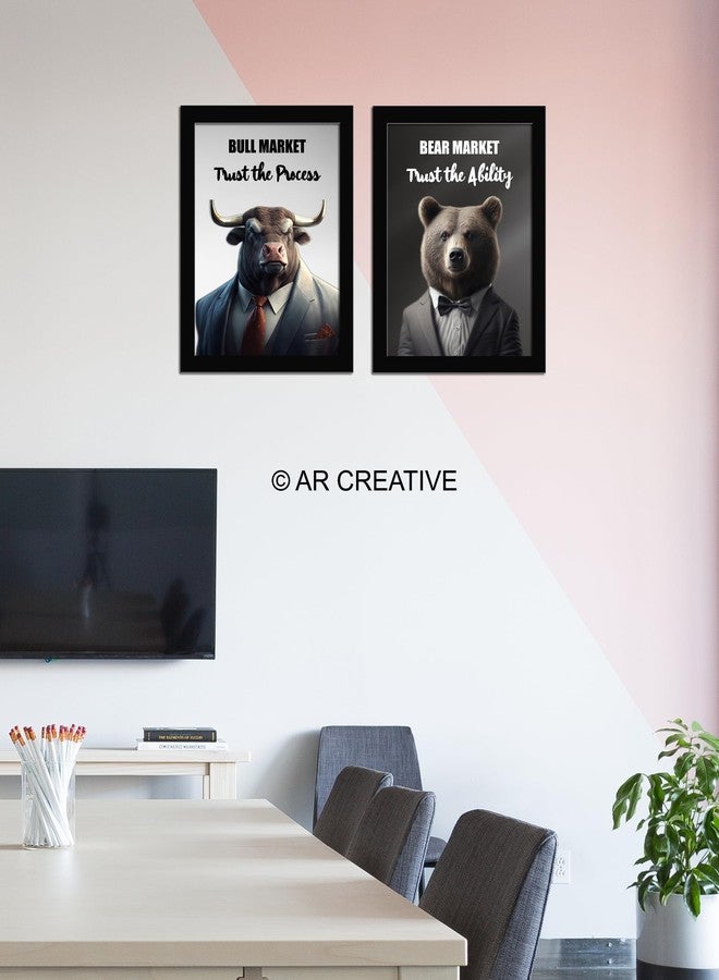 AR Creative ملصق حائط مؤطر من الألياف الصناعية من AR Creative، يحمل اقتباسًا تحفيزيًا عن تداول الأسهم، ويجسد سوق الأسهم والأسواق المالية، وديكور المنزل والمكتب (13.6 بوصة × 10.2 بوصة)، طقم من قطعتين. - Image 2