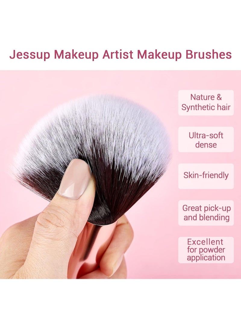 Jessup 25pcs Professional Makeup Brush set Beauty Cosmetic Foundation Power Blushes eyelashes Lipstick Natural-Synthetic Hair Brushes (Black/Rose Gold) T155 - Image 3
