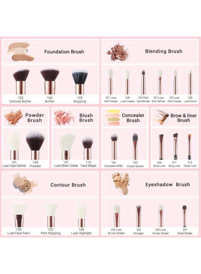 Jessup 25pcs Professional Makeup Brush set Beauty Cosmetic Foundation Power Blushes eyelashes Lipstick Natural-Synthetic Hair Brushes (Black/Rose Gold) T155 - Image 2