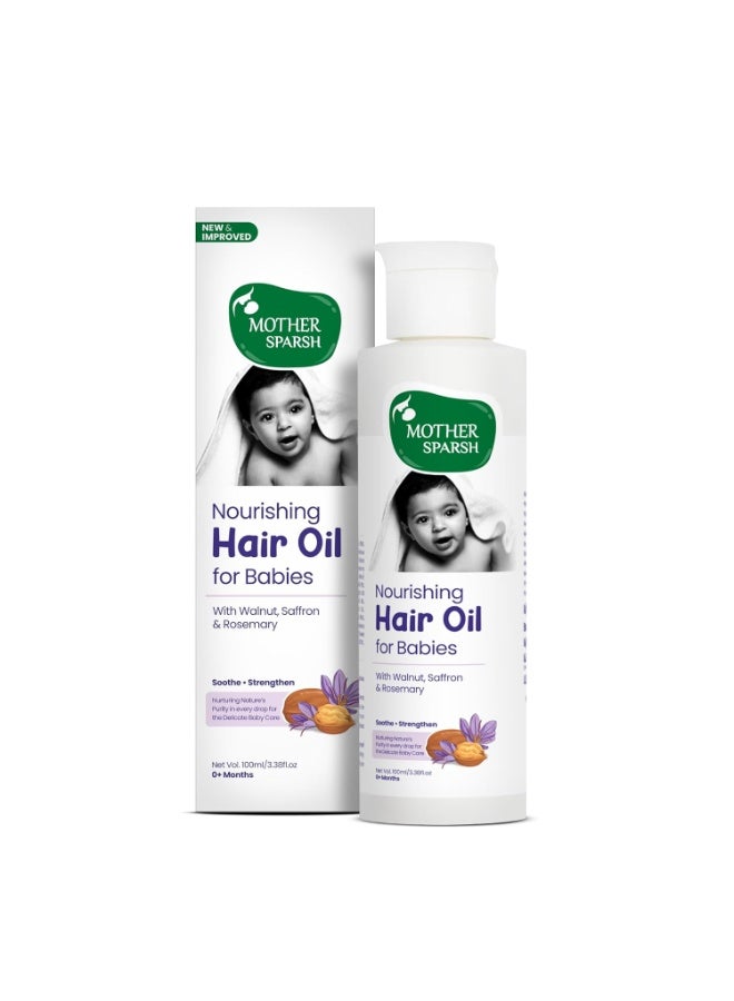 Mother Sparsh Nourishing Baby Hair Oil | Soothe & Nourishes Delicate Baby Scalp | Suitable Hair Oil for Newborns | Paraben Free, Sulphate Free- 100ml - Image 1