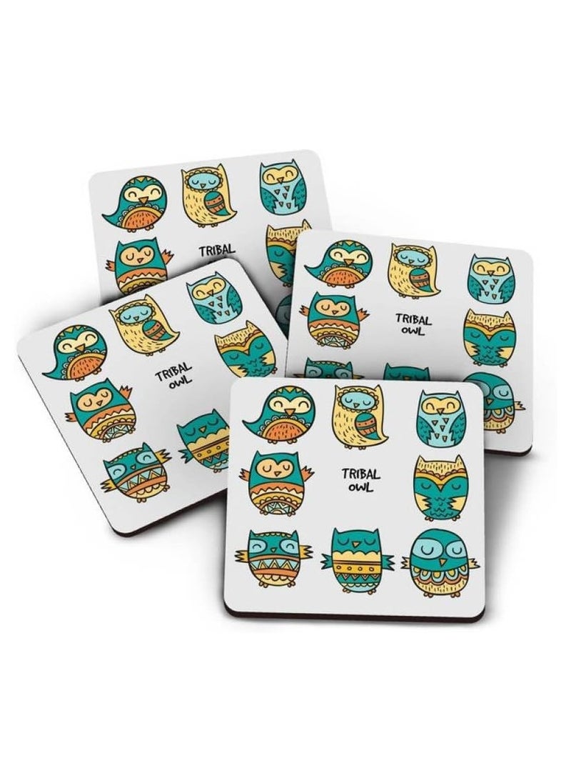 Tediline Coaster Printed White Tribal Owl Design, Set of 4 – Stylish Coffee & Tea Coasters for Cups, Drinks, and Table Use - pzsku/ZEC25C2454E699CC46596Z/45/_/1718870336/ba38b679-c8ea-43fa-95dd-d6dbc7f1fe65