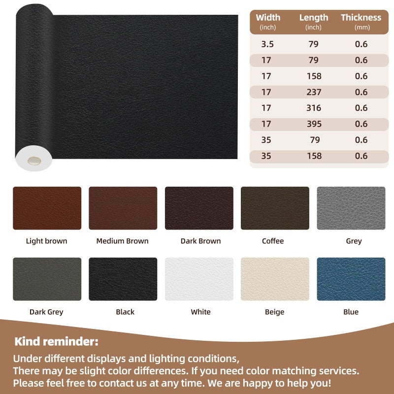 Shagoom Leather Repair Patch, 17X79 Inch Repair Patch Self Adhesive Waterproof, DIY Large Vinyl Patches for Couches, Furniture, Kitchen Cabinets, Wall ï¼ˆDark Brown, 17X79 Inchï¼‰ - Image 2