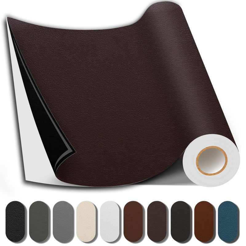 Shagoom Leather Repair Patch, 17X79 Inch Repair Patch Self Adhesive Waterproof, DIY Large Vinyl Patches for Couches, Furniture, Kitchen Cabinets, Wall ï¼ˆDark Brown, 17X79 Inchï¼‰ - Image 1