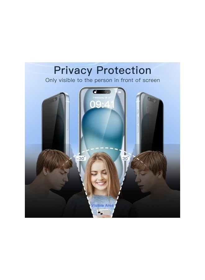 Jetech Privacy Screen Protector for iPhone 15 Plus 6.7-Inch, Anti-Spy Tempered Glass Film with Easy Installation Tool, 2-Pack - Image 4