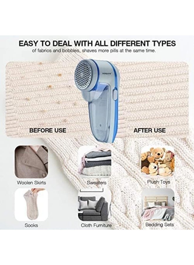 سوكاني مزيل الوبر الكهربائي القابل للشحن لإزالة الوبر وشعر الحيوانات من الملابس والأقمشة والمفروشات، جهاز عملي لإعادة مظهر جديد للملابس للاستخدام المنزلي-لون ازرق - Image 4