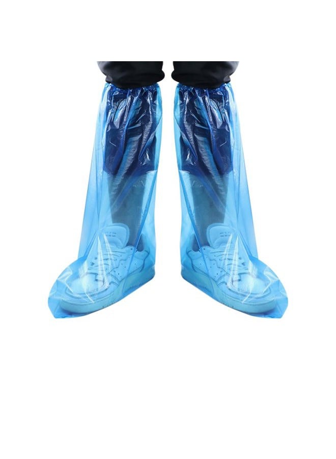 Lehood Disposable Shoe Covers Blue Rain Shoes and Boots Cover Plastic Long Shoe Cover Clear Waterproof Anti-Slip Overshoe for Women Men Water Boots Cover Rainy Day Use Cover (10 Pack(5 Pairs)) - Image 1