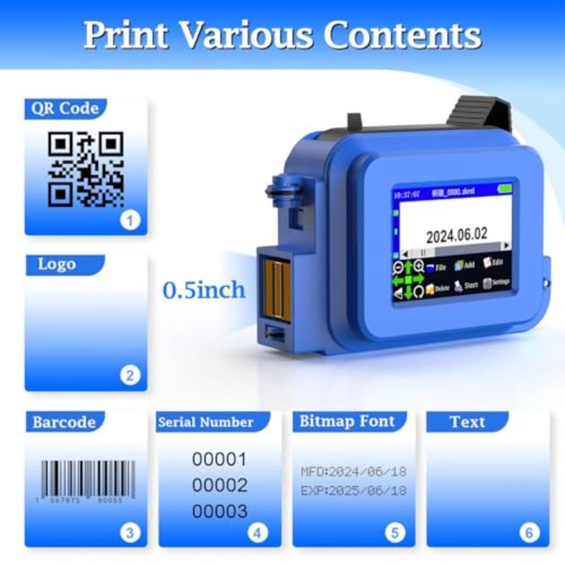 Portable Handheld Inkjet Printer, Mini Handheld Printer with Quick-Drying Ink Pocket Inkjet Coding Machine for Logo/QRcode/Barcode/Production Date/Batch Series Number etc - Image 3