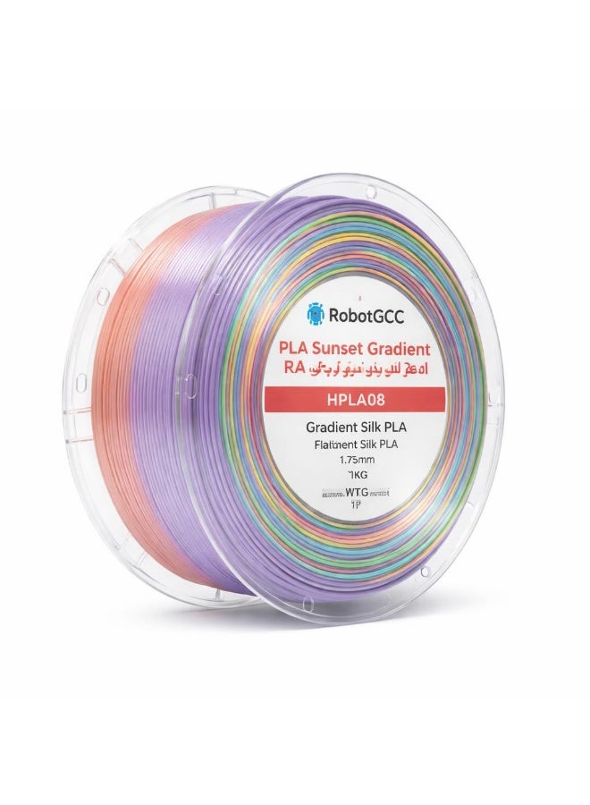 robotgcc PLA Sunset Gradient Red 1.75mm 3D Printer Filament – Premium Silk Gloss Multicolor Sunset Transition PLA for FDM Printing, High Precision Dimensional Accuracy, Smooth Extrusion, Low Warping, Strong Layer Adhesion, Eco Friendly Biodegradable Material for Cosplay Models, Artistic Sculptures, DIY Crafts, Engineering Prototypes - Image 2