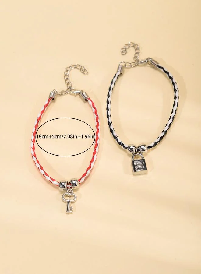 تايك تو Pack of 2 - Multi-Color key and Lock Charms Bracelets