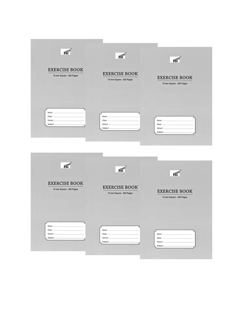 Psi - 6-Piece15mm Square Lined Exercise Notebook 200 Pages - Image 1