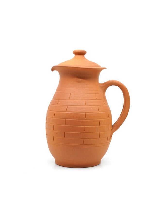 ارك إبريق طيني غير مطلي من ARK Dirtique | إبريق مياه تيراكوتا مصنوع يدويًا | صديق للبيئة | بتصميم الطوب | متين ومقاوم للتلف | تبريد طبيعي | غير سام وقلوي | 1000 مل - Image 1