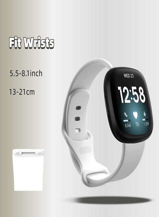 QHBAMD Silicone Breathable Strap Compatible for Fitbit Versa 3 Watch Band, Protection PC Case Cover for Versa 3 (White) - Image 4