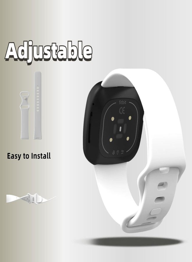 QHBAMD Silicone Breathable Strap Compatible for Fitbit Versa 3 Watch Band, Protection PC Case Cover for Versa 3 (White) - Image 5