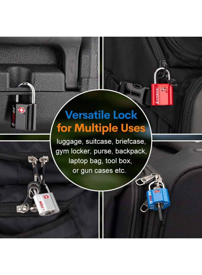 Forge أقفال حقائب صغيرة الحجم معتمدة من TSA: أقفال مفاتيح للسفر. أقفال سفر بمفتاح ديمبل آمنة للغاية، جسم من سبائك. عبوة 2 باللون الأسود. - Image 4