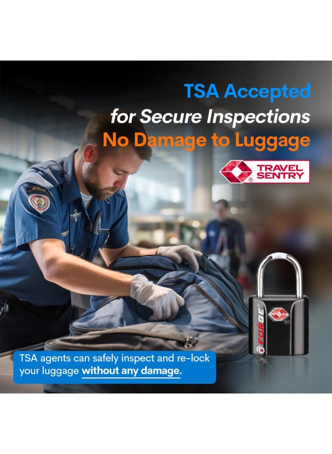 Forge أقفال حقائب صغيرة الحجم معتمدة من TSA: أقفال مفاتيح للسفر. أقفال سفر بمفتاح ديمبل آمنة للغاية، جسم من سبائك. عبوة 2 باللون الأسود. - Image 1