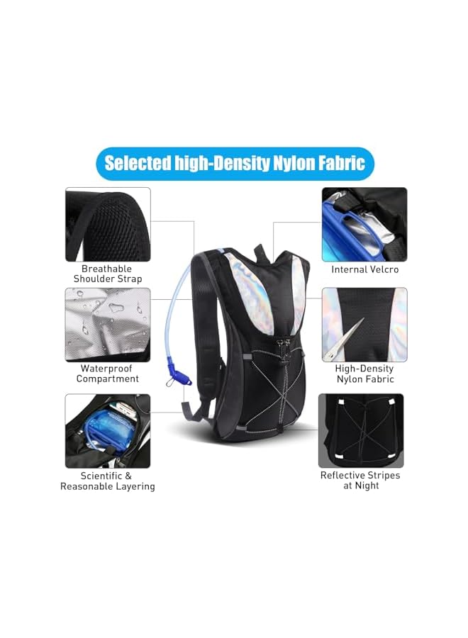 PROMASS Hydration Backpack Adjustable Vest, Splashproof Shoulder Bag Cycling Backpack For Men & Women, Running Backpack With Night Reflective Strip Outdoor Bicycle Riding Hiking Mountaineering Touring - Image 4