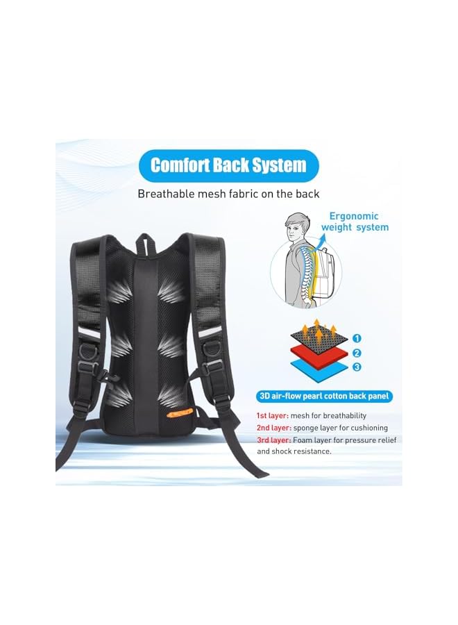 PROMASS Hydration Backpack Adjustable Vest, Splashproof Shoulder Bag Cycling Backpack For Men & Women, Running Backpack With Night Reflective Strip Outdoor Bicycle Riding Hiking Mountaineering Touring - Image 3