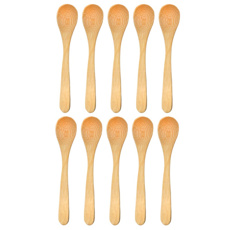 BambooMN Bamboo Serving Spoons Mini Salt Sugar Spoon Tiny Wooden Spoons for Spices Carbonized Brown Oval 43 10 Pieces