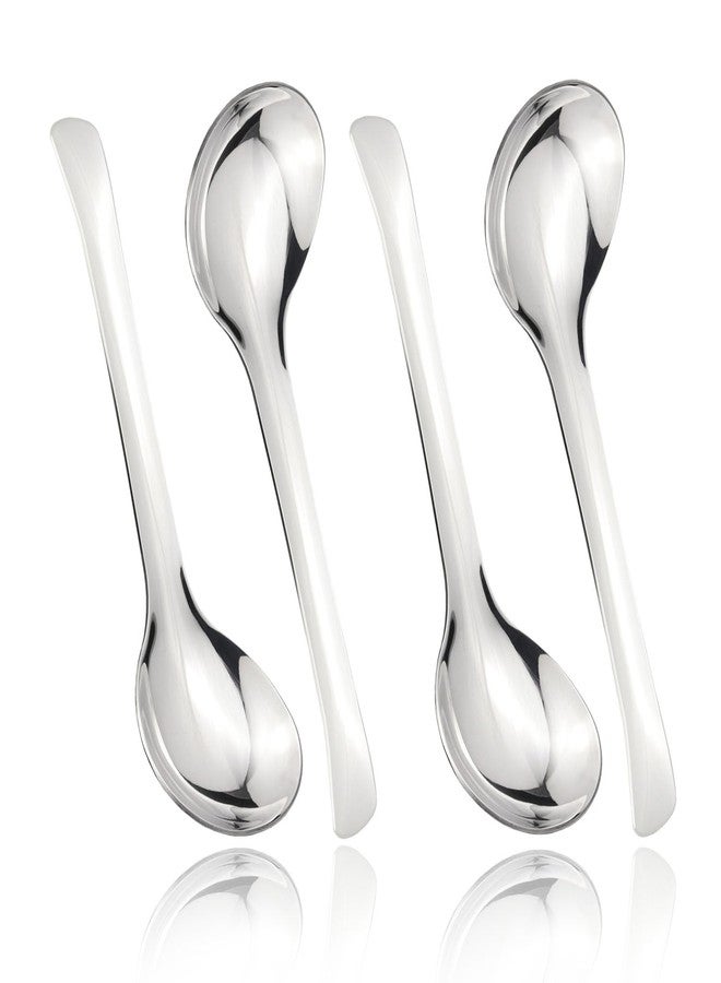 DOBROGOST 7.28 Inches Asian Soup Spoons Stainless Steel Chinese Soup Spoon Set of 4 Soup Spoons Silverware Cucharas Para Comer for Ramen Pho Miso Dumplings Noodles Wonton - Image 2
