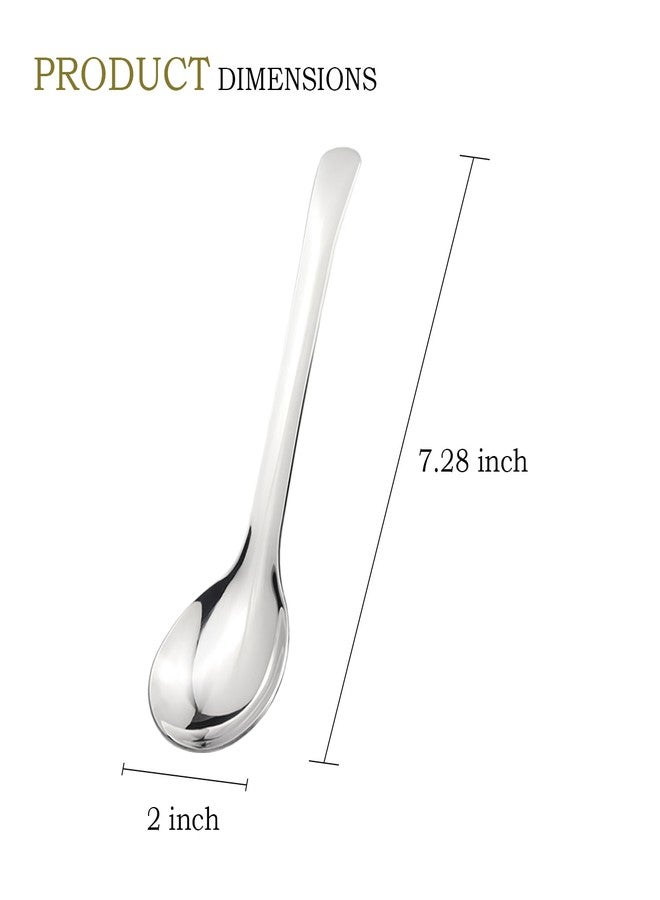 DOBROGOST 7.28 Inches Asian Soup Spoons Stainless Steel Chinese Soup Spoon Set of 4 Soup Spoons Silverware Cucharas Para Comer for Ramen Pho Miso Dumplings Noodles Wonton - Image 3