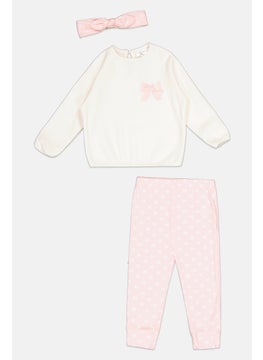 Lily & Jack Toddlers Girl 3 Piece Graphic Print Sweatshirt And Sweatpants With Headband Set, Pink  Combo  - Image 1