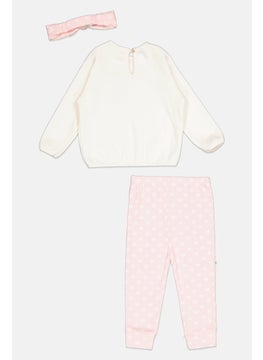 Lily & Jack Toddlers Girl 3 Piece Graphic Print Sweatshirt And Sweatpants With Headband Set, Pink  Combo  - Image 2
