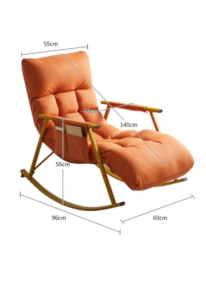 هيكوموني كرسي هزاز مبطن بظهر عالٍ قابل للتعديل مع مساند للذراعين وحقيبة تخزين، كرسي استرخاء حديث يمكن الاستلقاء عليه للنوم أو الاسترخاء، كرسي كسول. - Image 2