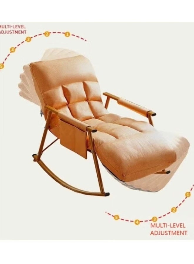 هيكوموني كرسي هزاز مبطن بظهر عالٍ قابل للتعديل مع مساند للذراعين وحقيبة تخزين، كرسي استرخاء حديث يمكن الاستلقاء عليه للنوم أو الاسترخاء، كرسي كسول. - Image 5