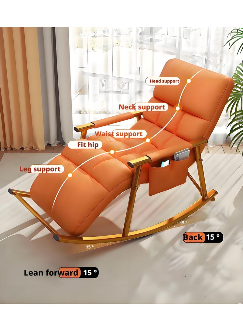 هيكوموني كرسي هزاز مبطن بظهر عالٍ قابل للتعديل مع مساند للذراعين وحقيبة تخزين، كرسي استرخاء حديث يمكن الاستلقاء عليه للنوم أو الاسترخاء، كرسي كسول. - Image 3