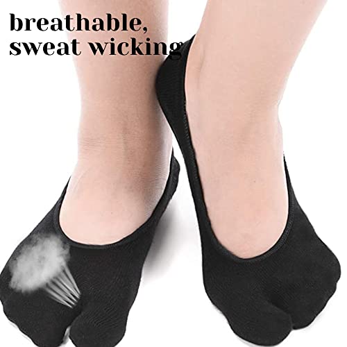F Flammi Flammi Women's 3 Pairs No Show Two Toe Socks Cotton (Black) - Image 5