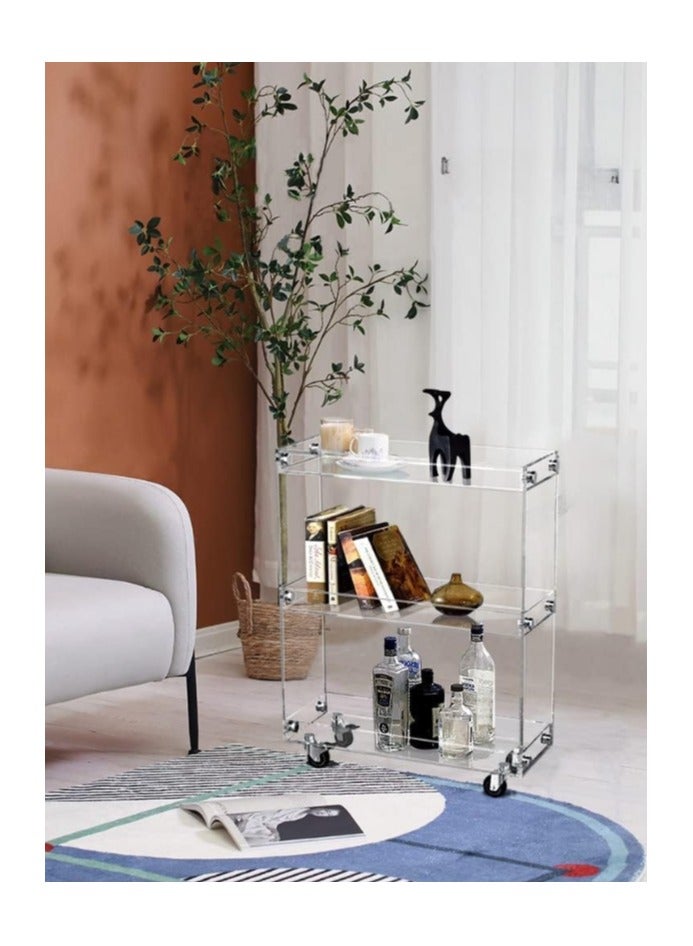TPGP 3-Tier Acrylic Slim Slide Out Storage Rolling cart,Clear Bathroom Kitchen Laundry Narrow Places Shelves (2008)  - Image 1