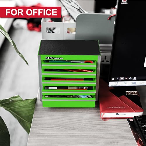 PIT P.I.T. Mini Green Tool Box, Portable 5-Drawer Micro Roll Cab Steel Tool Box with Liner, Green Small Tool Case for Tools Storage, Home DIY - Image 4