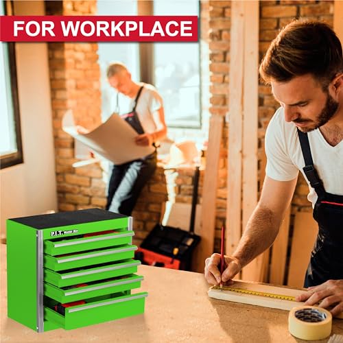PIT P.I.T. Mini Green Tool Box, Portable 5-Drawer Micro Roll Cab Steel Tool Box with Liner, Green Small Tool Case for Tools Storage, Home DIY - Image 3