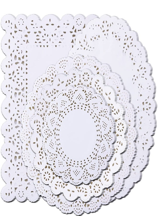 GothaBach 250PCS paper doily lace, various sizes, food-grade modern decorative in bulk, add elegance to crafts, coffee, cakes, desserts, dining tables, weddings (round rectangle oval white) - Image 1