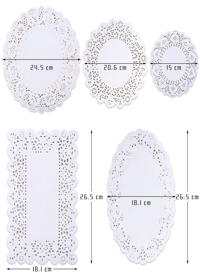 GothaBach 250PCS paper doily lace, various sizes, food-grade modern decorative in bulk, add elegance to crafts, coffee, cakes, desserts, dining tables, weddings (round rectangle oval white) - Image 2