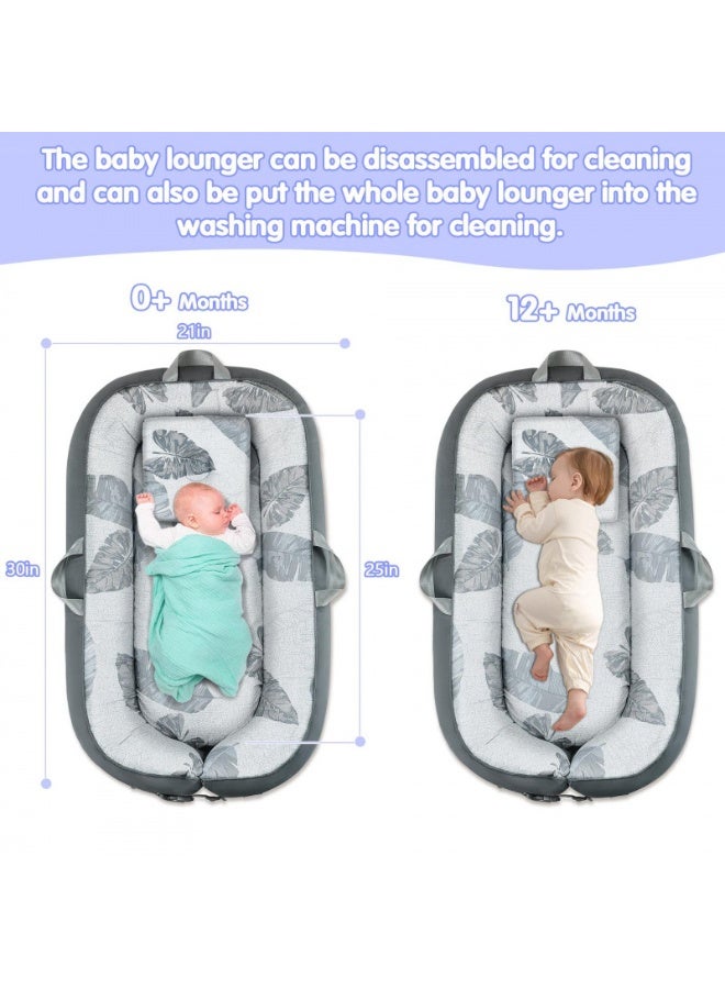 والالا سرير استرخاء محمول للأطفال حديثي الولادة مع 4 ألعاب وقوس نشاط، سرير طفل ناعم وجيد التهوية من القطن 100%، قابل للغسل في الغسالة، مناسب لعمر 0-5 أشهر - Image 3