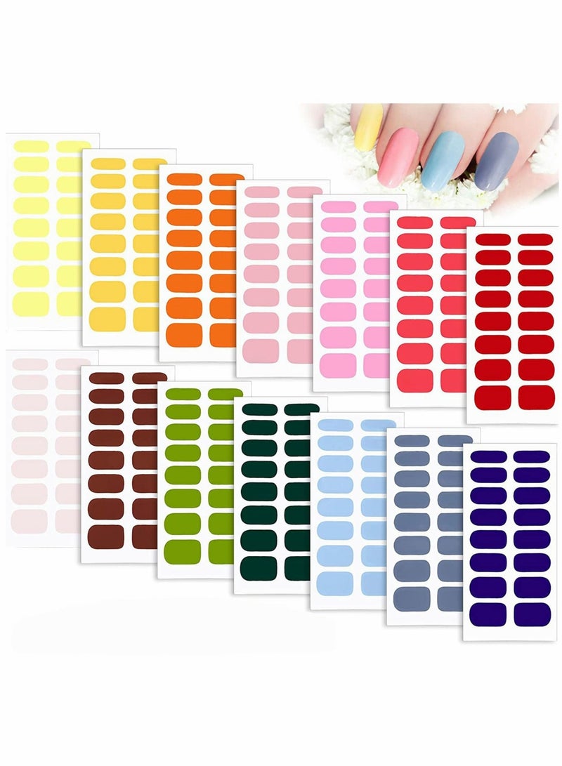 Captaintech Nail Stickers Nail Polish Strips Full Nail Art Accessories Nail Wraps Self-Adhesive Pure Color Nail Decals for Women Girls DIY Nail Art 14 Sheets 224 Pieces (Colors Random) - Image 1