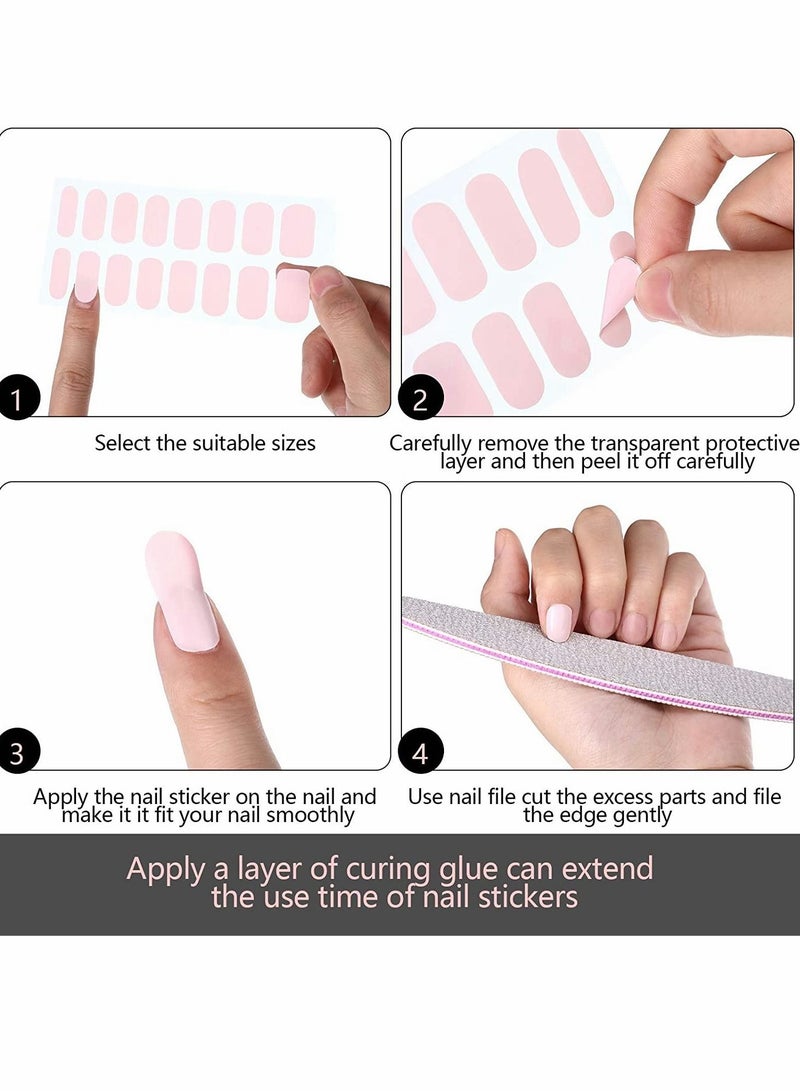 Captaintech Nail Stickers Nail Polish Strips Full Nail Art Accessories Nail Wraps Self-Adhesive Pure Color Nail Decals for Women Girls DIY Nail Art 14 Sheets 224 Pieces (Colors Random) - Image 5