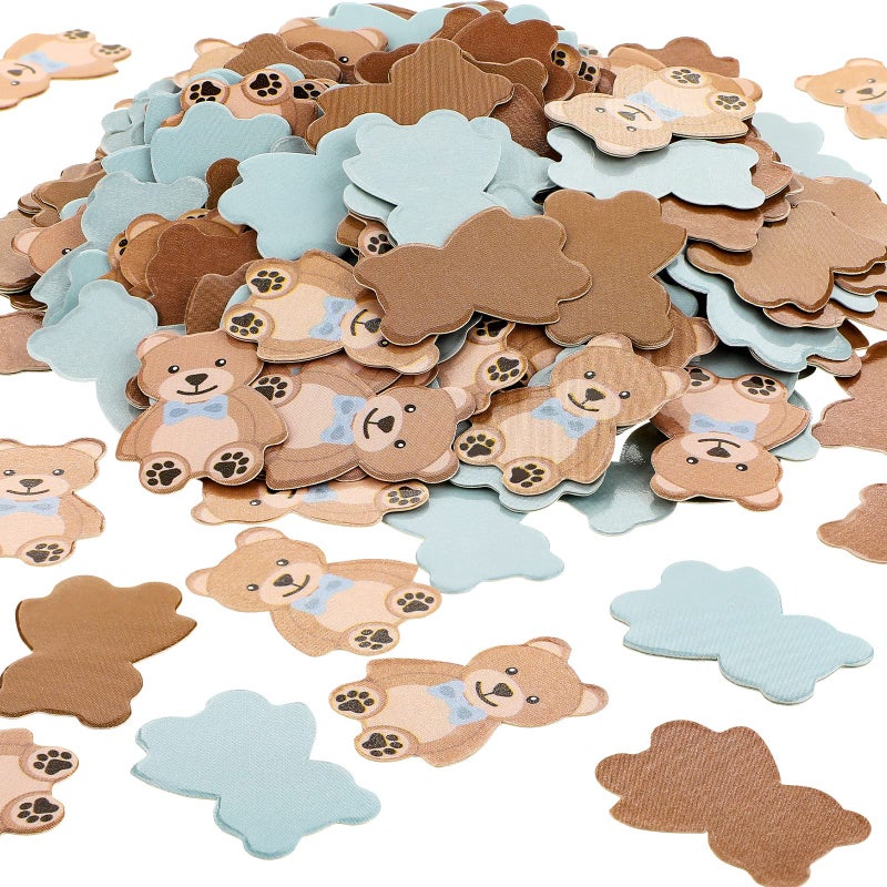 Zhanmai Zhanmai 500 Pieces Bear Shaped Confetti Baby Shower Cream Brown Sprinkles Bear Table Paper Confetti for Boy Girl Home Party Table Decorations 098 Inch