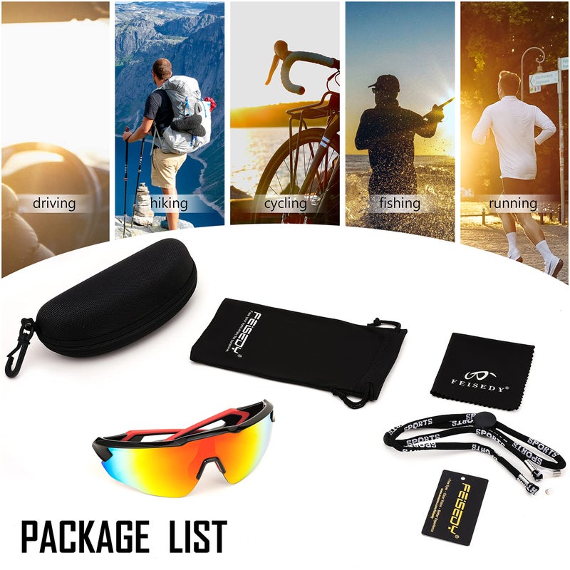 FEISEDY FEISEDY Youth Sport Polarized Sunglasses for 8-16 Cycling Running Driving Baseball Goggles Glasses B0011  - Image 5