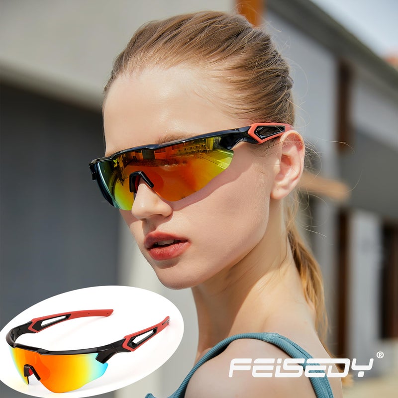FEISEDY FEISEDY Youth Sport Polarized Sunglasses for 8-16 Cycling Running Driving Baseball Goggles Glasses B0011  - Image 2