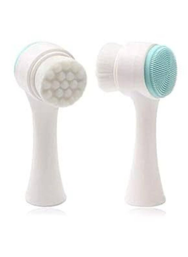 Silicone Double Sided Face Washing Facial Brush Face Massage Facial Cleanser Brush (Color may vary) 2PC - Image 1