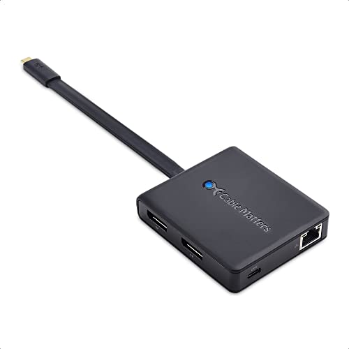 Cable Matters محور USB C مزدوج الشاشة من كابل ماترز (دوك USBC) مع منفذ عرض مزدوج 4K، 2X USB 2.0، إيثرنت، وشحن 60 واط - متوافق مع Thunderbolt 4 / USB4 / Thunderbolt 3 لنظامي Windows وLinux. - Image 1