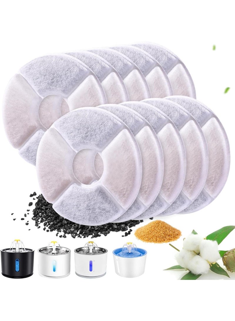 10 Pack Replacement Cat Water Fountain Filters for Parner 2.4L Dispenser, Triple Action Filtration with Activated Carbon & Ion Exchange Resin, Compatible with Select 1.6-2.4L Pet Water Fountai - Image 1