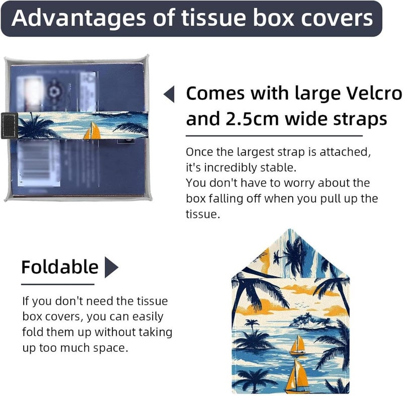 2 Set of Abstract Paradise Island (2) Tissue Holder, 5x5x5in - Image 5