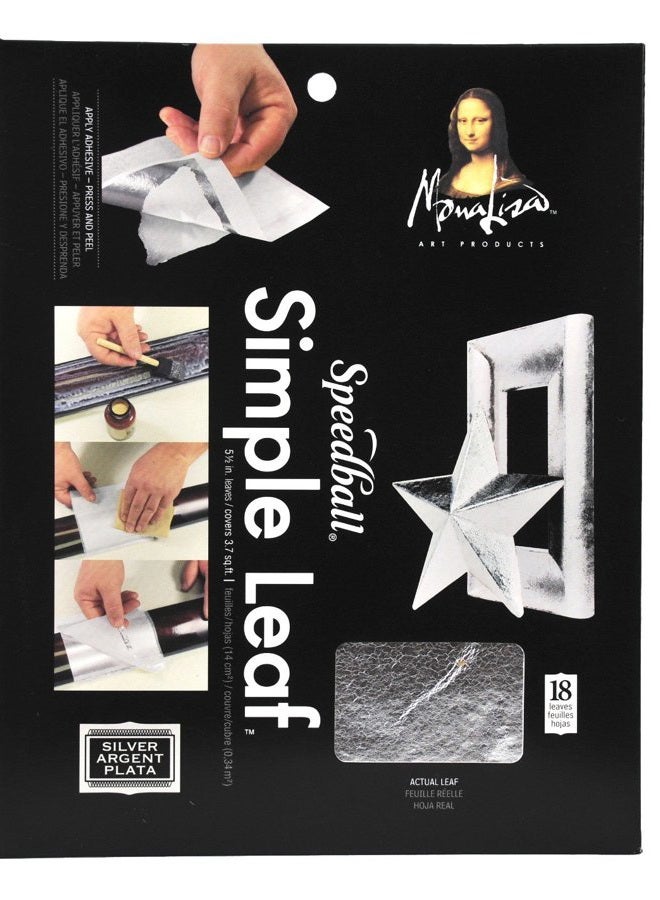 Speedball Art Products Mona Lisa Simple Leaf Metal x 5.5-inch 18 kg Silver, 18 Sheets - Image 1