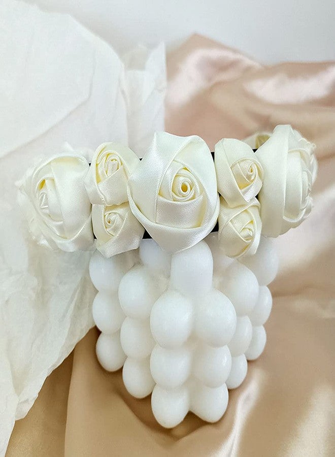 تينسيري طوق رأس من الساتان مزين بزهرة الورد، طوق شعر رومانسي مزين بالزهور، مناسب للفتيات والسيدات وحفلات الزفاف، لون عاجي - Image 3