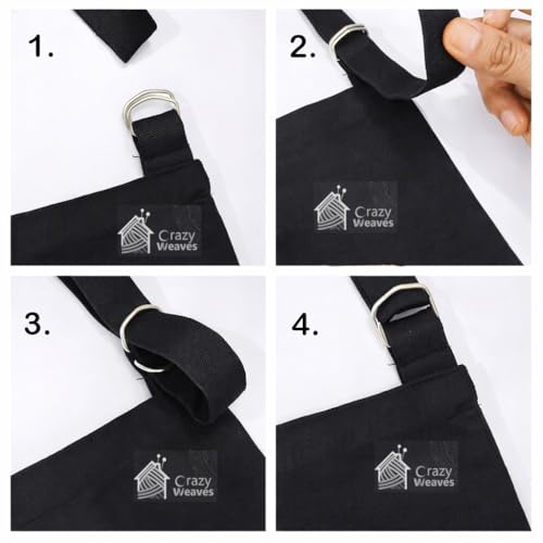 CRAZYWEAVES 100% Soft and Cool Cotton Kitchen Striped Design Apron with Front Centre Pocket, Adjustable Neck Strap and Tie, Restaurants, Catering, Kitchen, Chef Apron for Unisex (Green) - Image 3