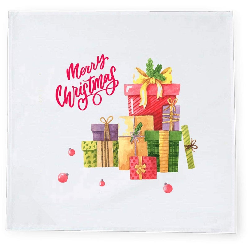 Khakee 6 Pcs Christmas Theme Tafta Silk Table Napkins 10x 10 for Xmas Decoration Christmas OrnamentsChristmas Gift npxmas341P - Image 2