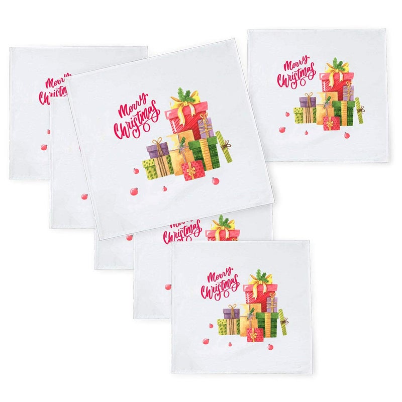Khakee 6 Pcs Christmas Theme Tafta Silk Table Napkins 10x 10 for Xmas Decoration Christmas OrnamentsChristmas Gift npxmas341P - Image 1